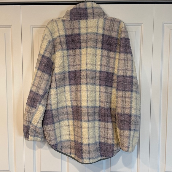 K Jordan Plaid Fleece Hoodie - Cream and Purple - Picture 4 of 9